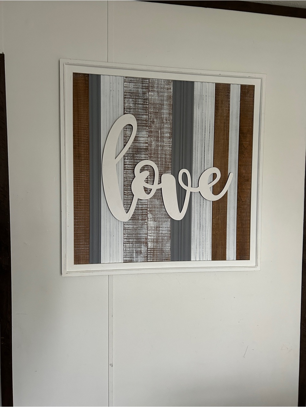 Love Wall Art Sign in White, Gray, and Brown
